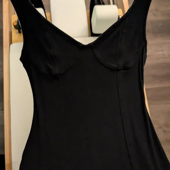 Aerie Classic Ribbed Black Dress - Picture 1 of 6